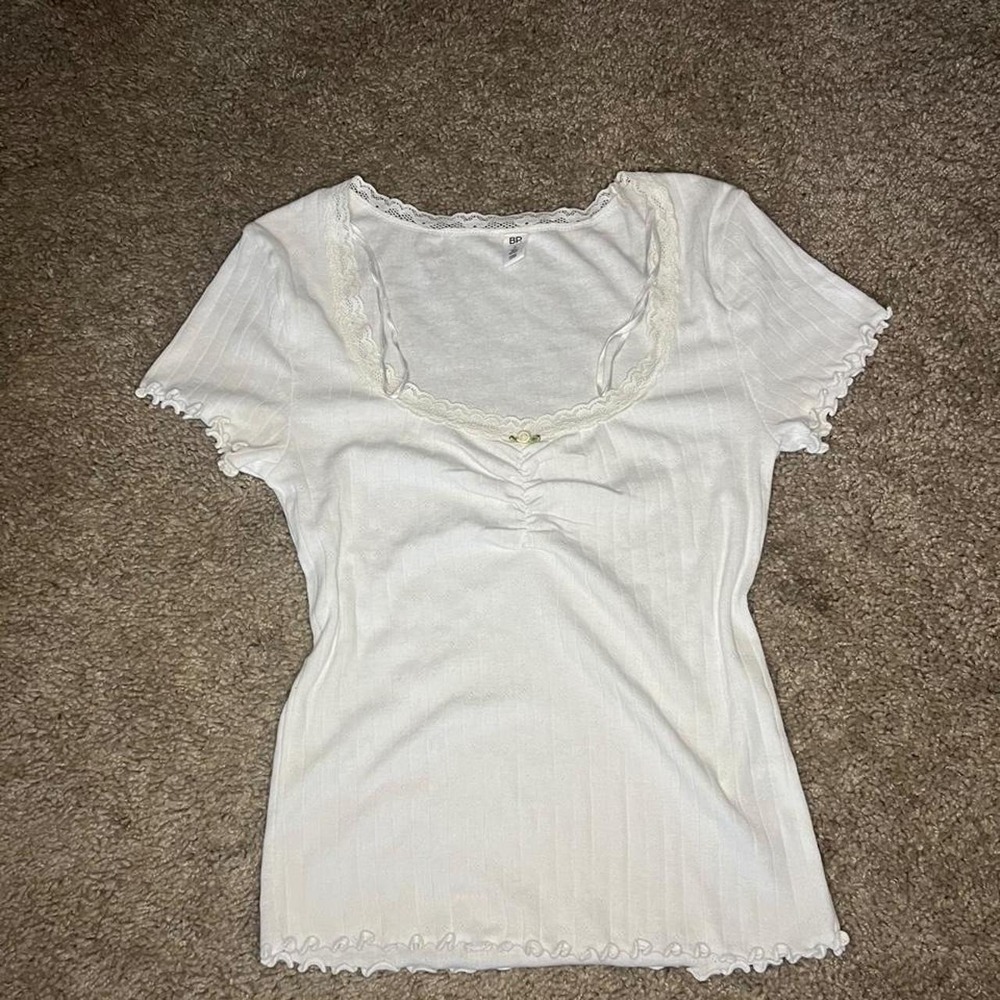 Coquette Ballet Core White lace babydoll top with rose detail